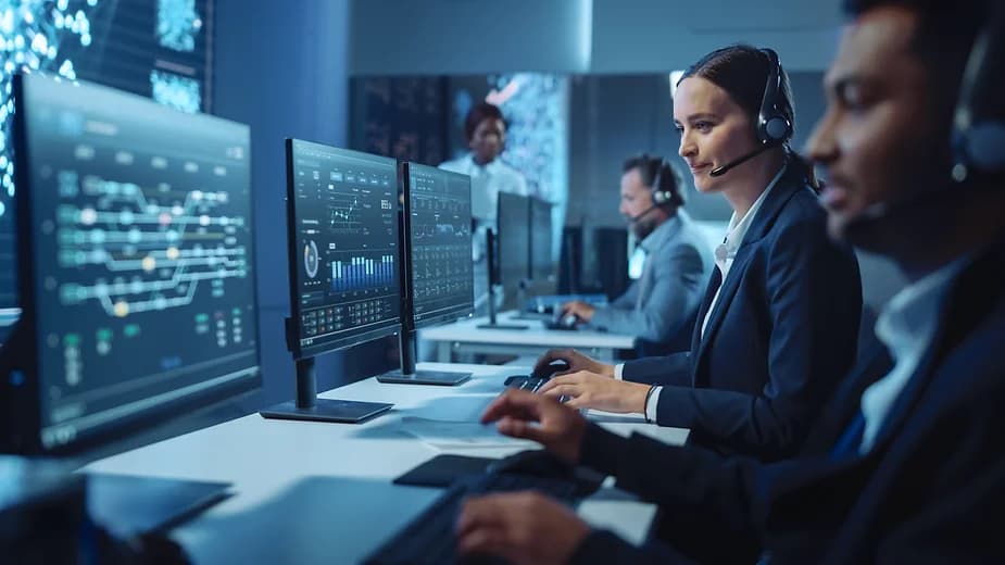 Young people working in a command center